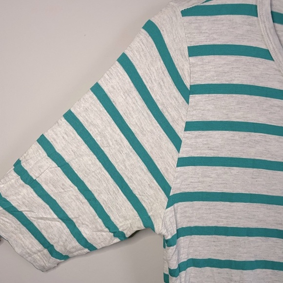 Teal and Gray Striped Lularoe Julia Dress - Picture 3 of 8